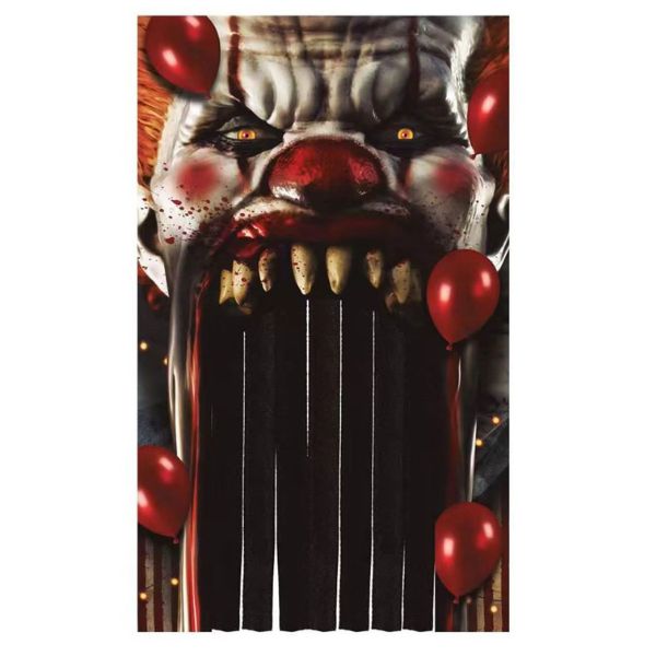 Killer Clown Halloween Door Curtain - Clown