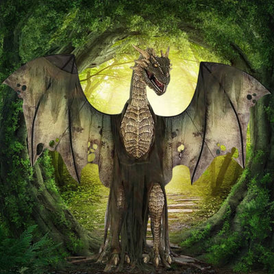 Animated Forest Dragon with vibrant green scales and fierce red eyes