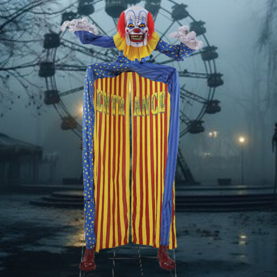 Looming Clown Animated Archway Prop with Spooky Circus Theme