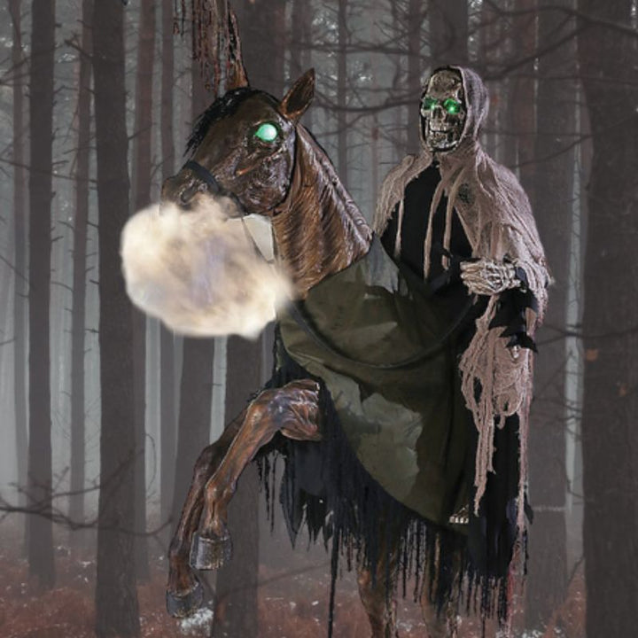 Spooky Halloween Reaper's Ride Animated Prop with glowing eyes and moving arms