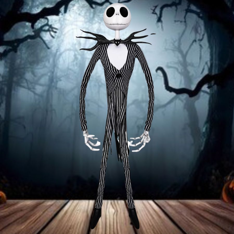 65 Ft Animated Jack Skellington Halloween Animatronic with Moving Head and Glowing Eyes