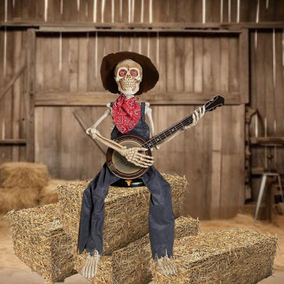 Animated Halloween Skeleton Playing Banjo Decoration for Spooky Party Atmosphere