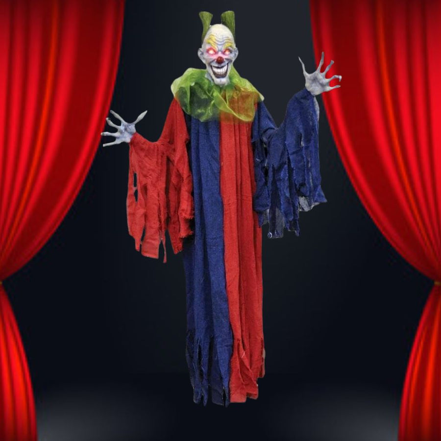 Spooky and eerie 60 inch hanging evil clown Halloween decoration