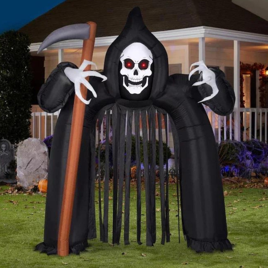Spooky Halloween decoration featuring a large Airblown Archway Reaper