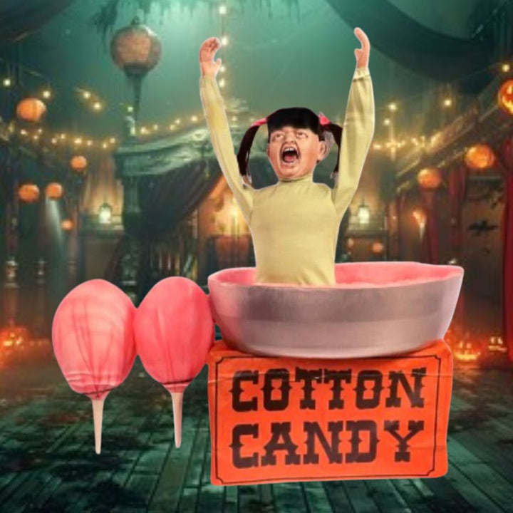A realistic 36 tall animated cotton candy prop for festive displays