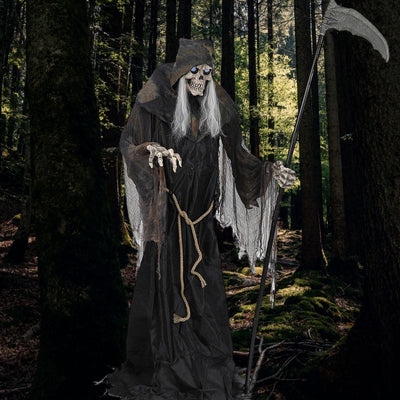Animated 6-foot lunging reaper with glowing red eyes and digitized voice