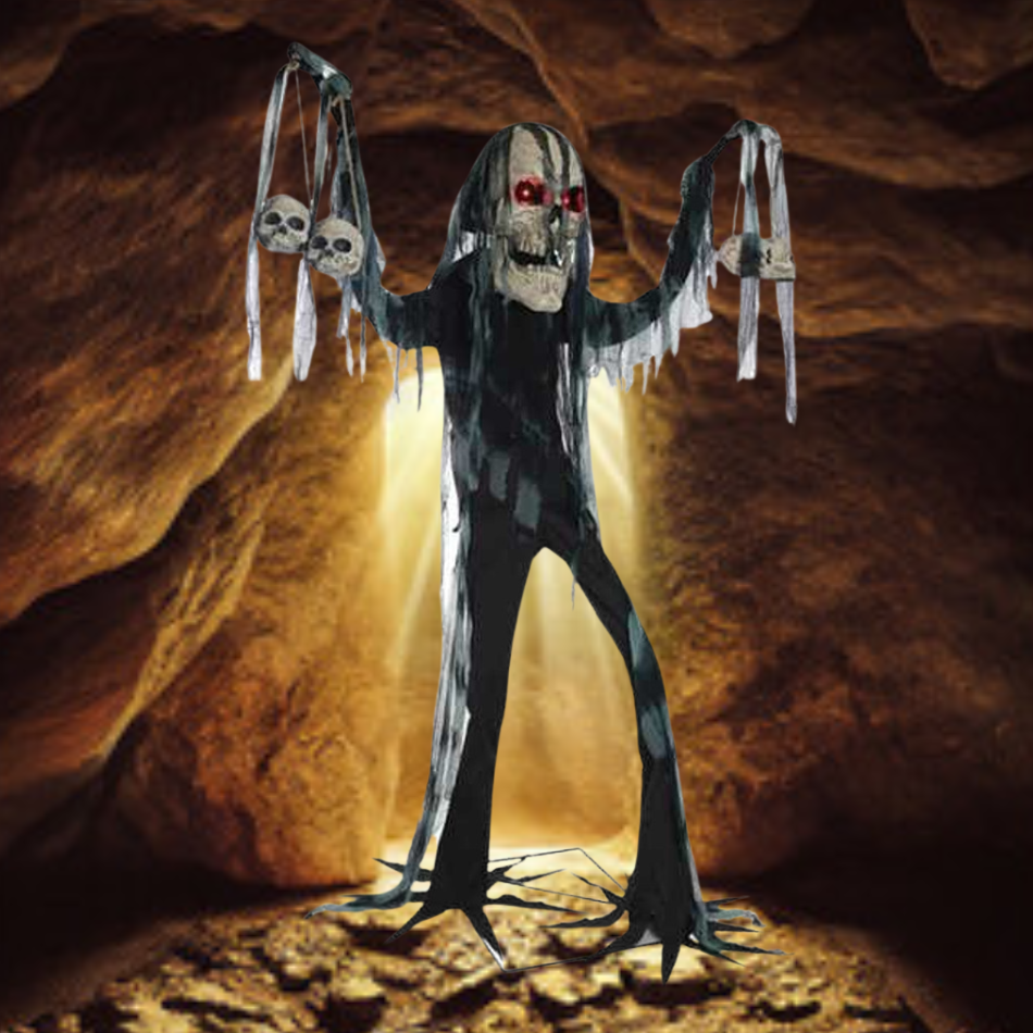 An eerie, lifelike Catacomb Creature Animated Prop for Halloween decorations