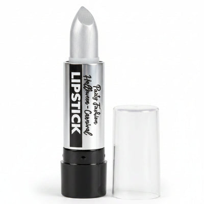 A single lipstick tube on a plain white background. The lipstick bullet is a pale gray/silver shade, visible through a clear cap.