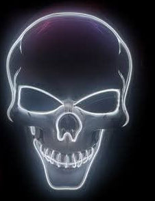 Stitched Light Up Evil Skull Mask - White