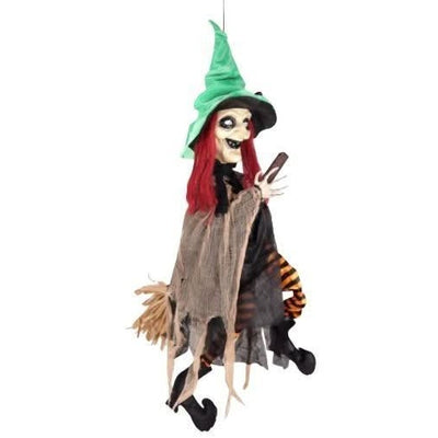 Animated Witch Riding A Broomstick 90cm
