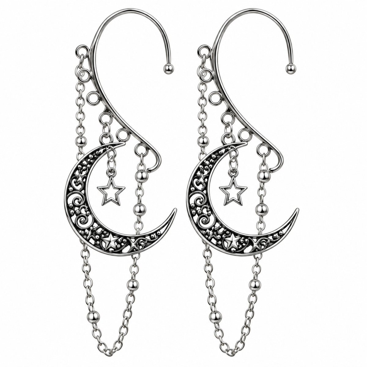 Big Moon & Star Ear Cuffs