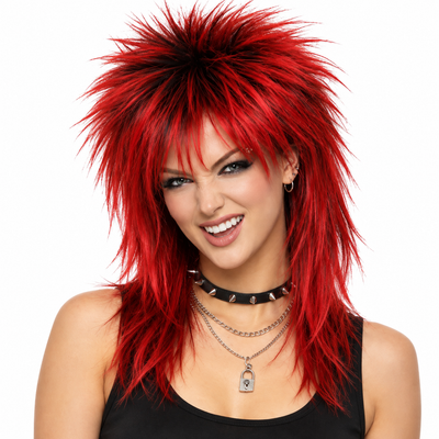 Punker Costume Wig, Red
