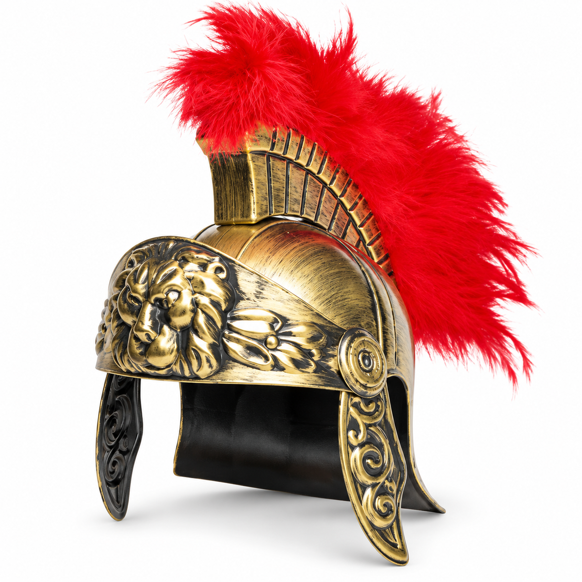 Gladiator Lion Helmet - Red Plume Gold