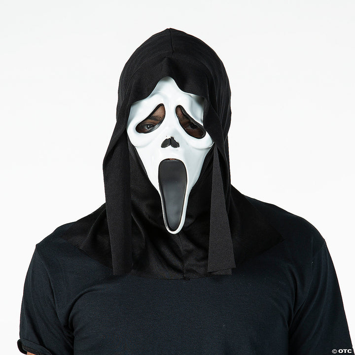 Scary Adults Scream Ghostface Mask with White Mask and Black Hood