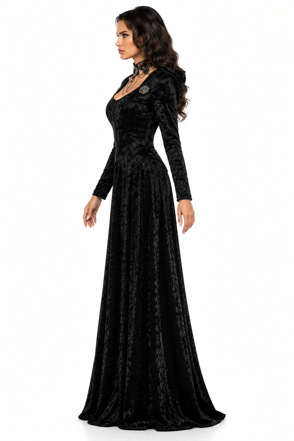 AI-generated side view of the Evil Mistress costume