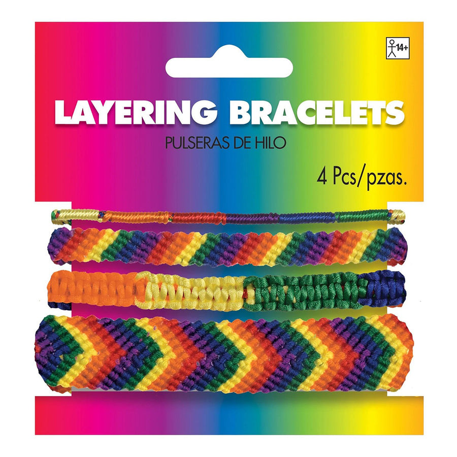 Colorful Pride Rainbow Layering Bracelets, 4 Count, perfect for LGBTQ+ support and representation