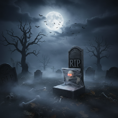 Animated Pop Up Skeleton Tombstone