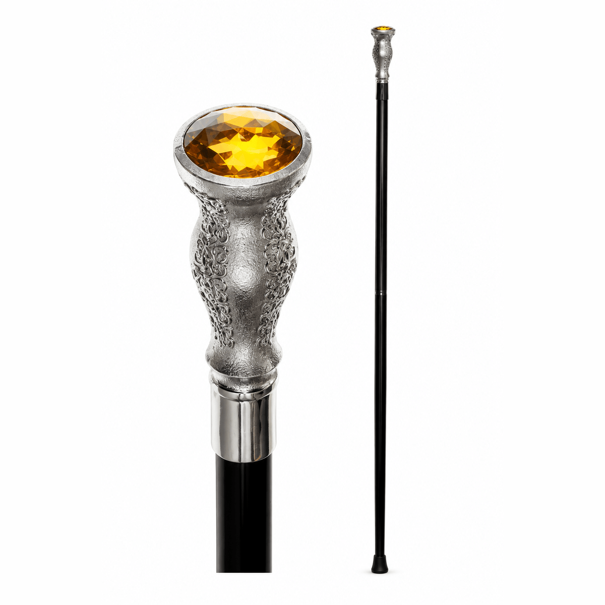 Deluxe Metal Silver Jewelled Cane