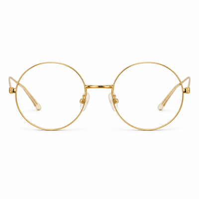Round Costume Glasses, Gold Frame