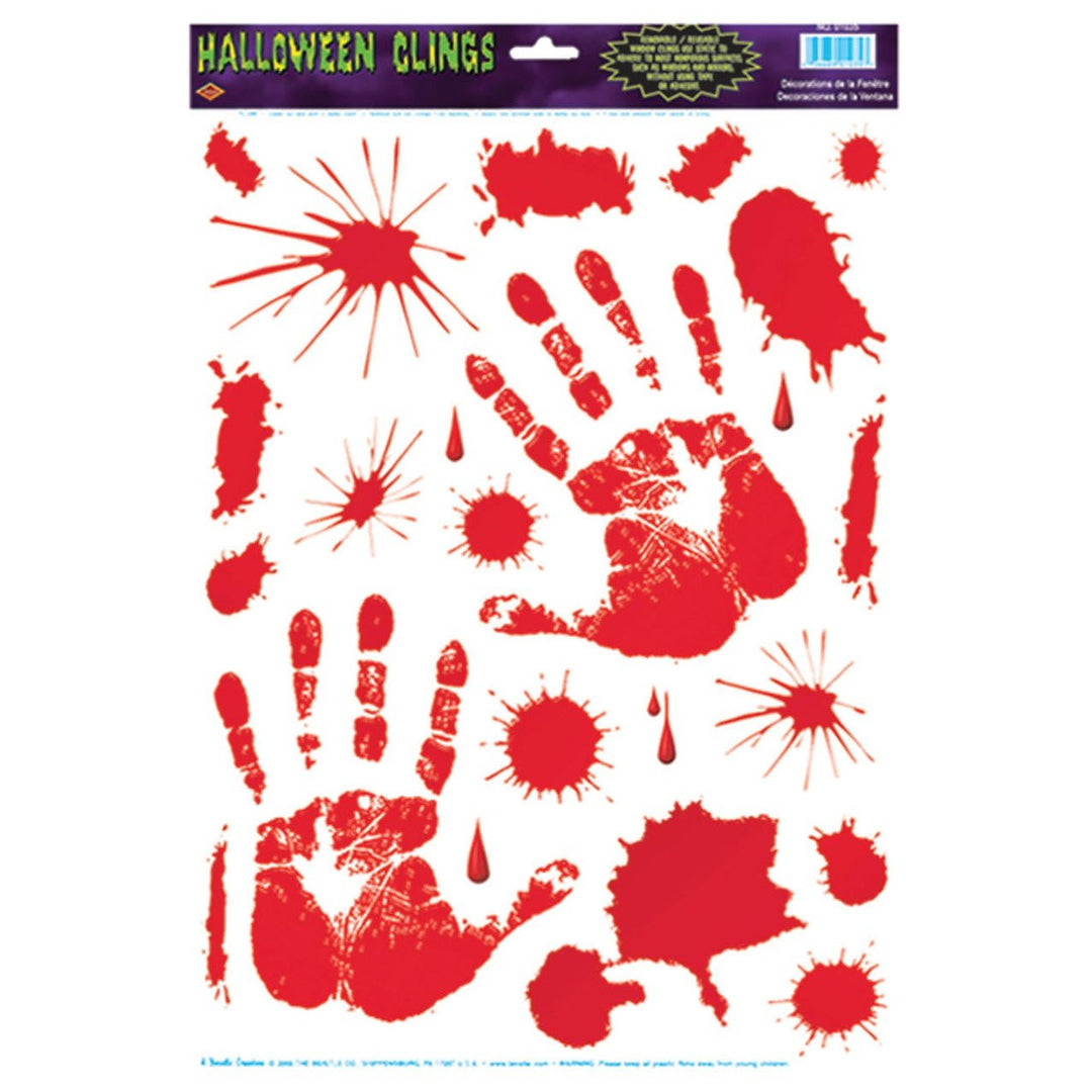 Realistic bloody handprint clings for Halloween decorations, spooky window decals