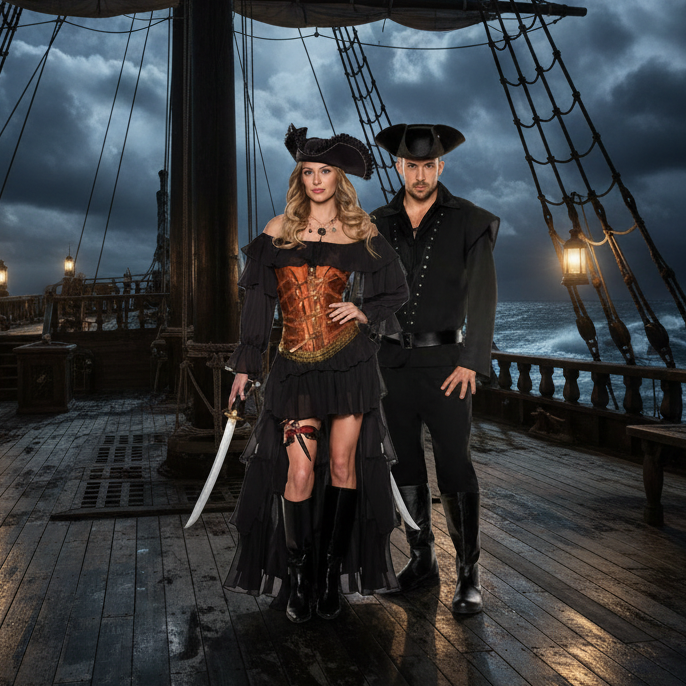 Blackheart Pirate Couple - Ship Deck Background