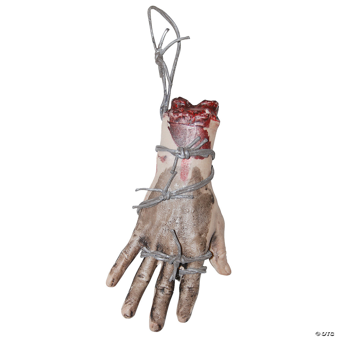 Realistic latex bloody hand with barbed wire Halloween prop decoration