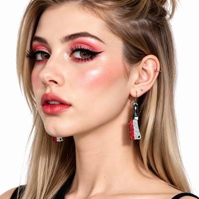 Rhinestone Cleaver Costume Earrings