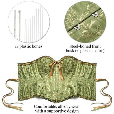 Lace Brocade Corset - Green