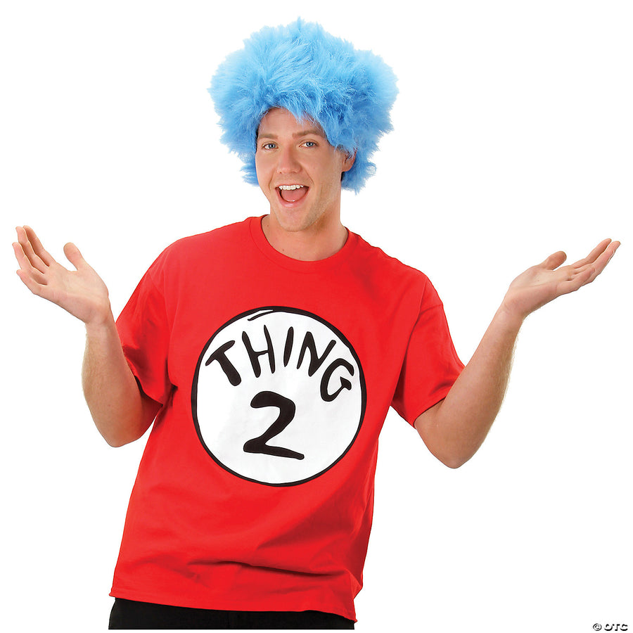 Colorful Thing 2 shirt and matching blue wig set for kids