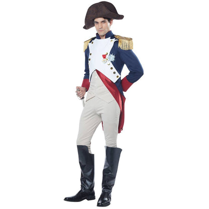 Napoleon French Emperor Adult Costume with Blue Jacket and Red Sash