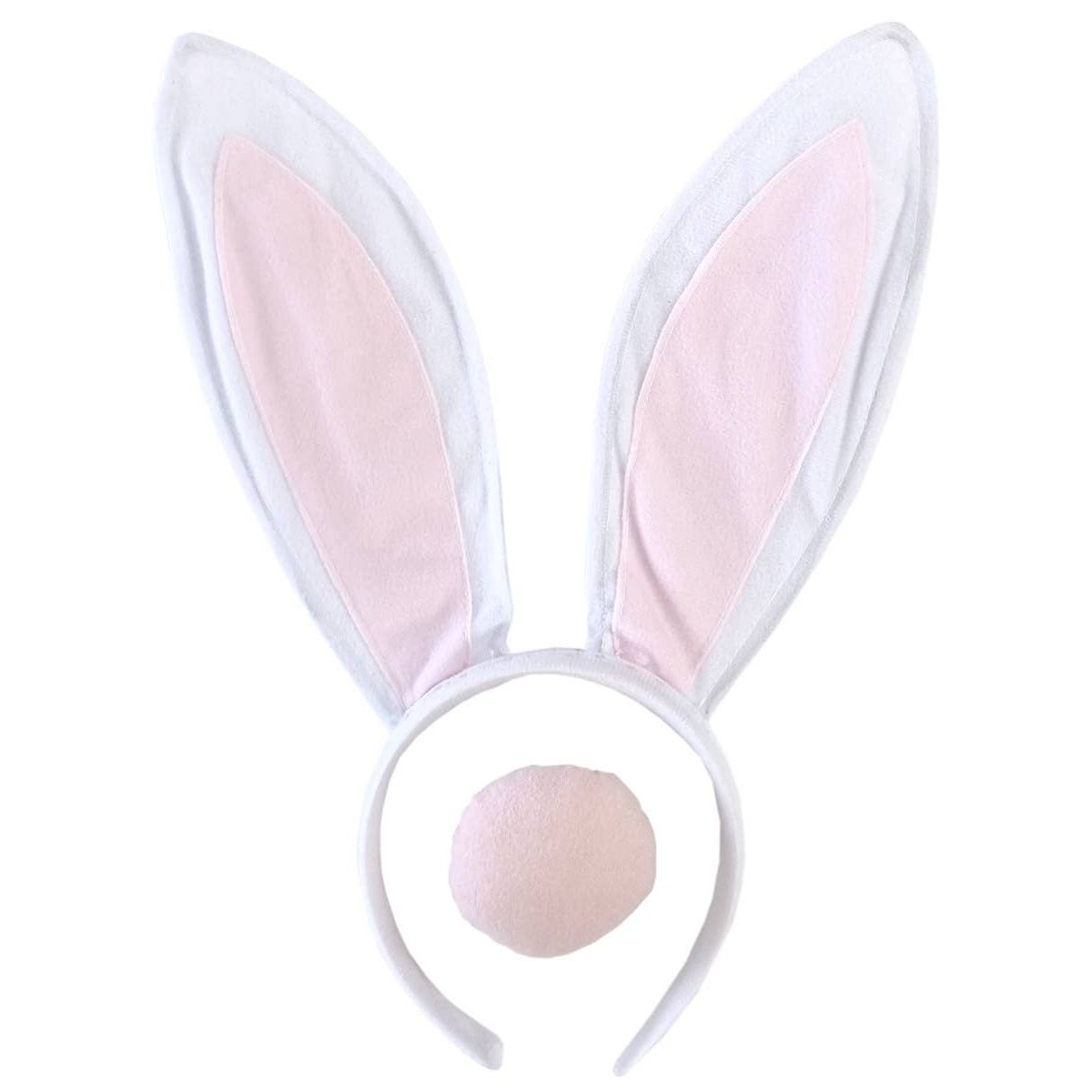 White Bunny Ears and Tail Set Adult