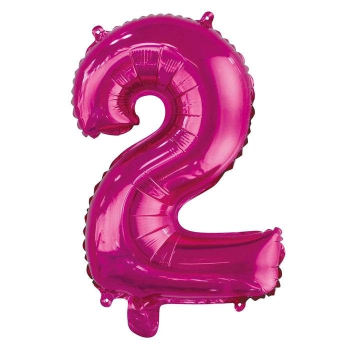 Number 2 Hot Pink Foil Balloon - 35cm