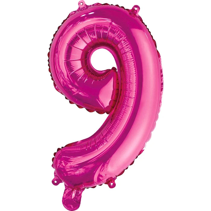 Number 9 Hot Pink Foil Balloon - 35cm