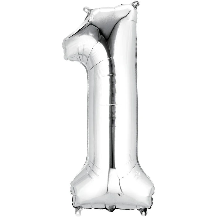 Number 1 Silver Foil Balloon-86cm