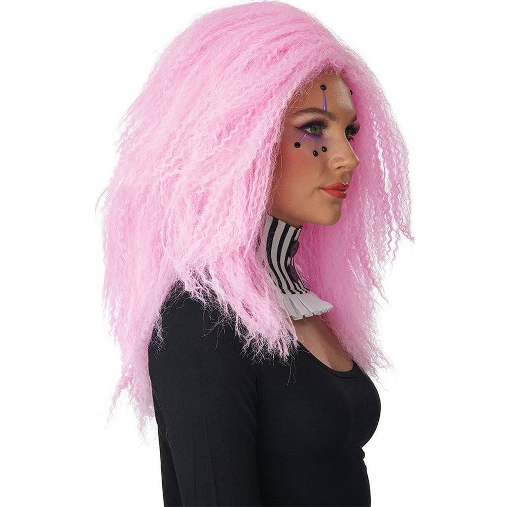 Gorgeous Pink Wig with Crimped Texture and Playful Kinks