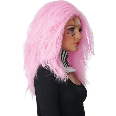 Gorgeous Pink Wig with Crimped Texture and Playful Kinks