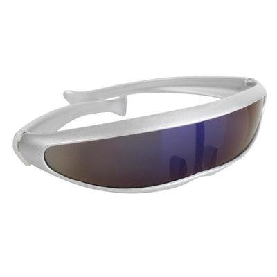 Unique silver costume sunglasses inspired by Cyclops with one lens