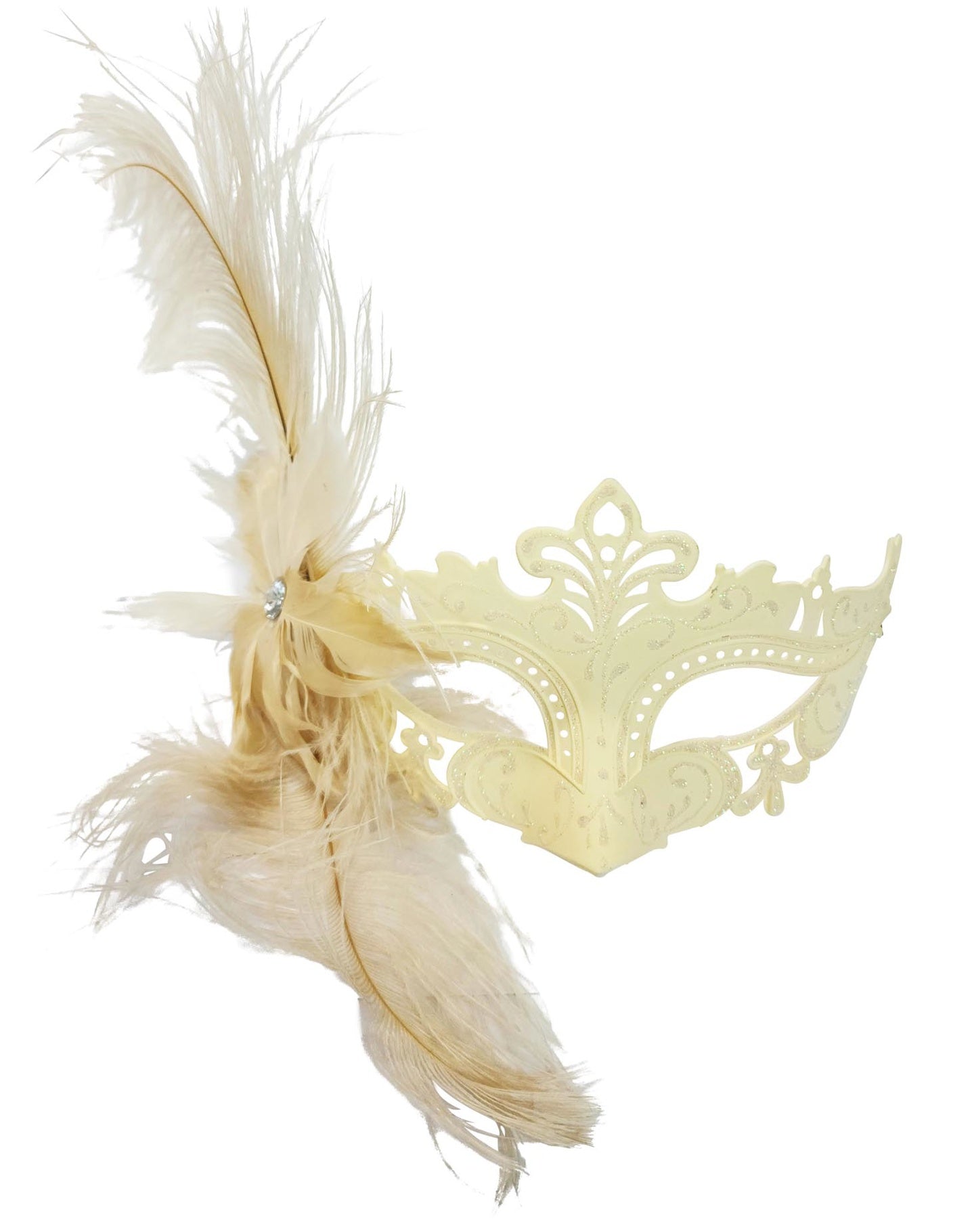 Cream Feathered Eye Mask
