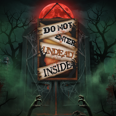 Warning Do Not Enter Undead Inside Hanging Sign 29.5cm