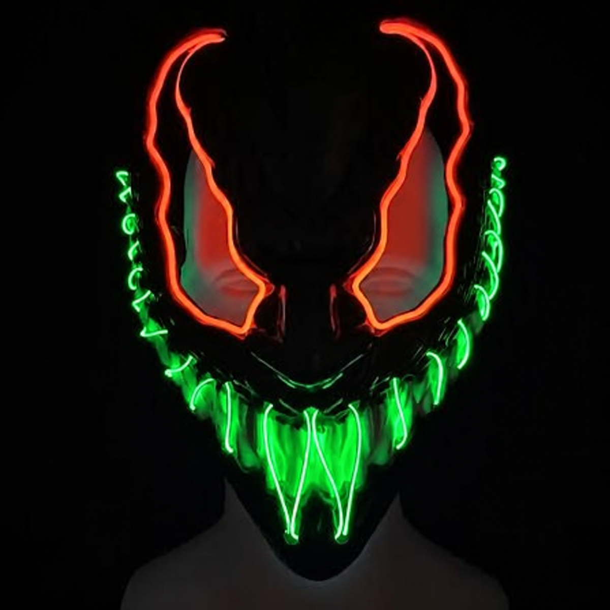 Light Up Purge Mask - Orange Eyes Green Mouth