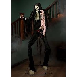 Large Animated Towering Boogey Man With Kid Prop Scaring Trick or Treaters