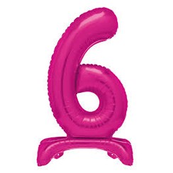 Hot Pink Number 6 Standing Foil Balloon 76cm - Air Fill