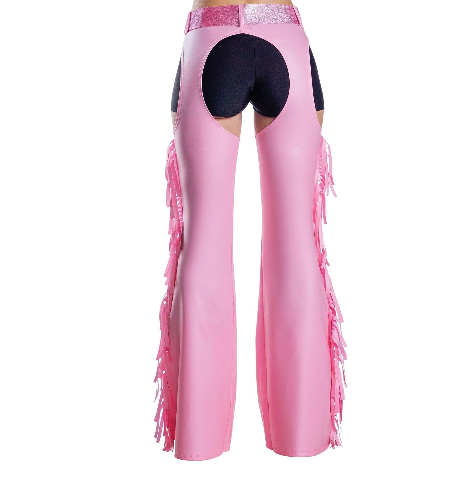 Pink Fringe Chaps with Glitter Belt, Adult