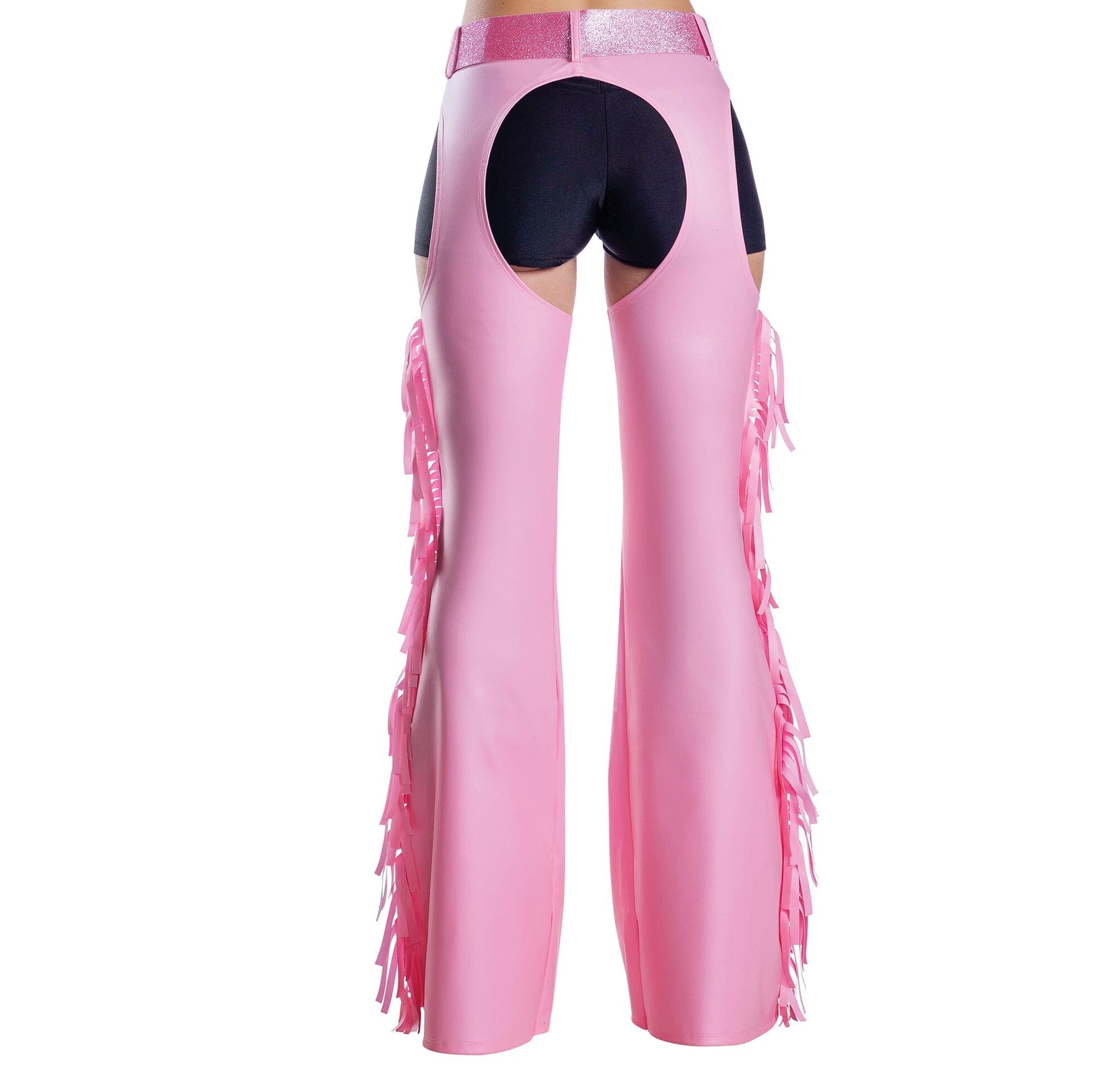 Pink Fringe Chaps with Glitter Belt, Adult