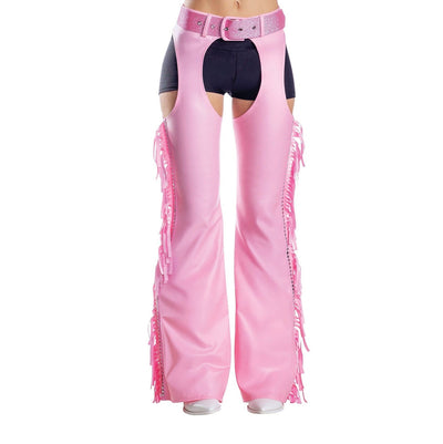 Pink Fringe Chaps with Glitter Belt, Adult