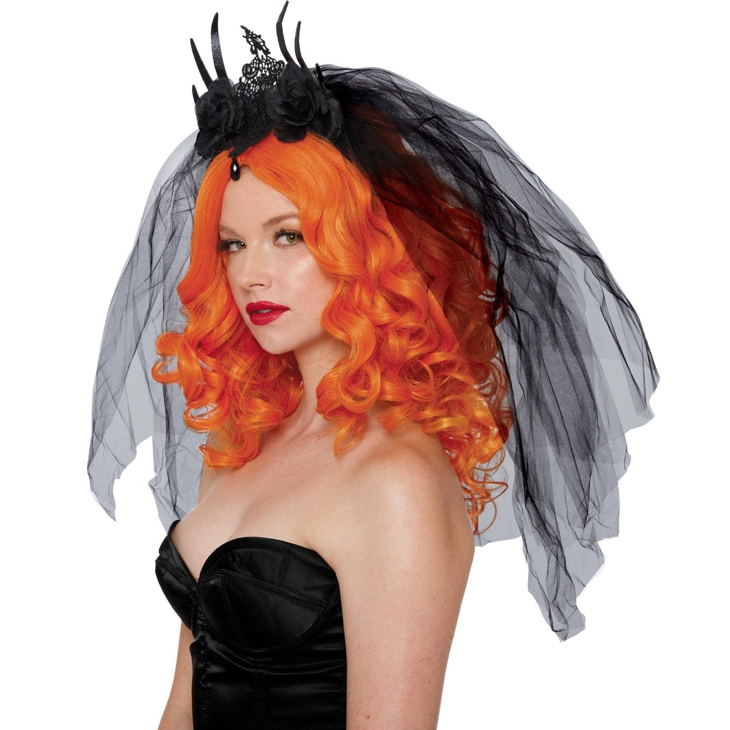  Intricately designed headpiece with elegant lace detailing 