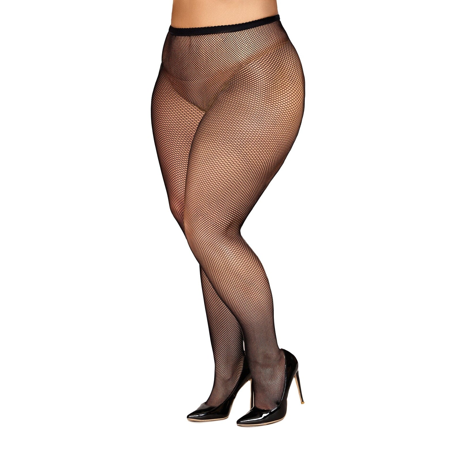 Black Basic Fishnet Pantyhose Queen Size