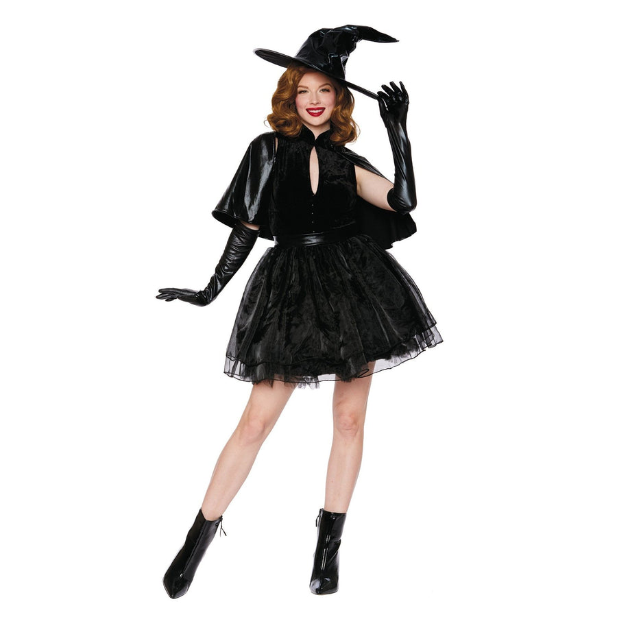 Vintage Witch costume with black lace and velvet details 