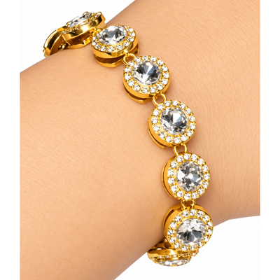 Jewelled Costume Bracelet Gold Clear Stones