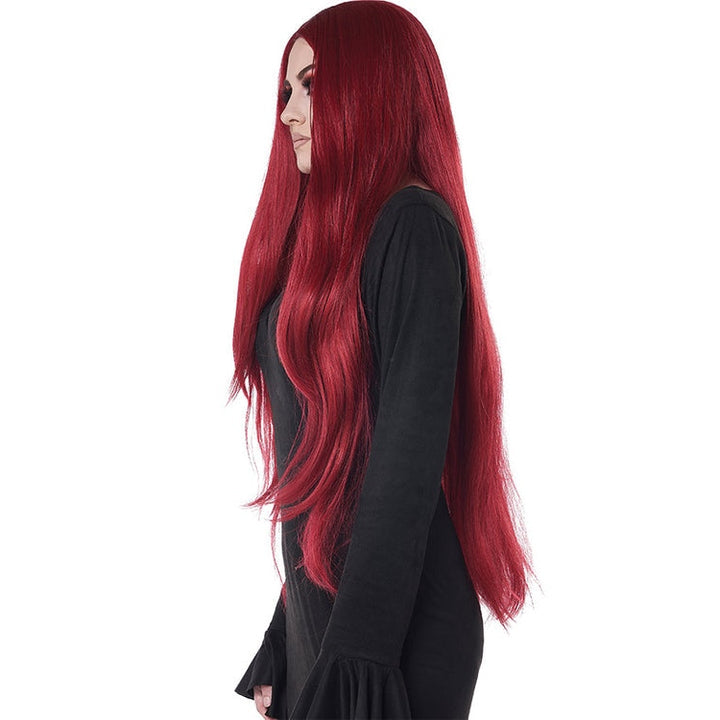  Stunning fiery red cosplay wig with cascading curls and natural-looking shine for a bold and glamorous look